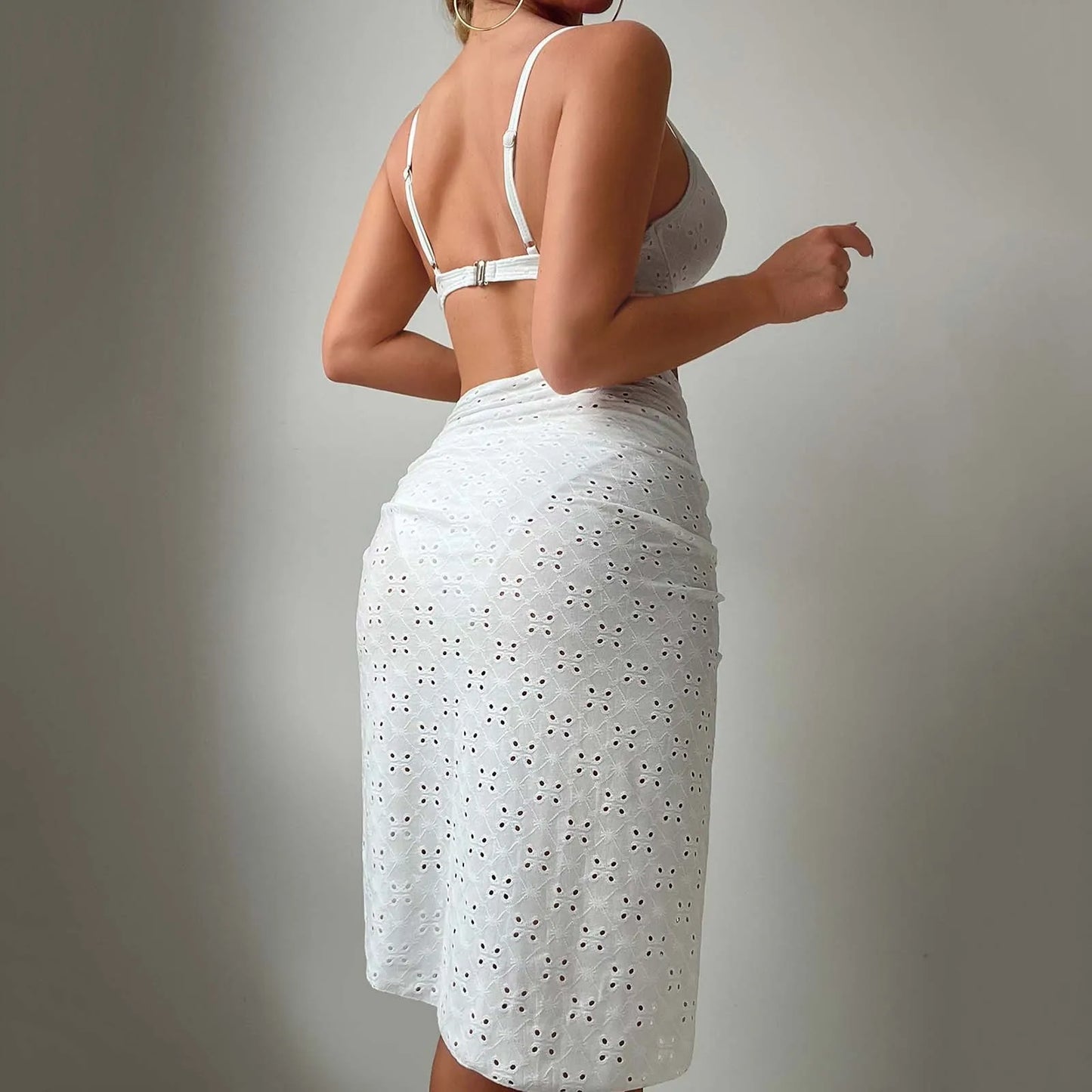 FashionSierra - White Push Up Underwire Skirt Holiday Bathing Suit Cover Ups Bikini Sets