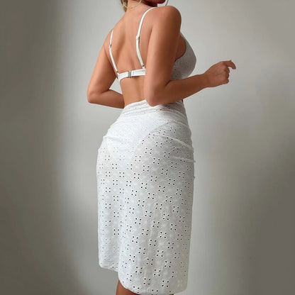 FashionSierra - White Push Up Underwire Skirt Holiday Bathing Suit Cover Ups Bikini Sets