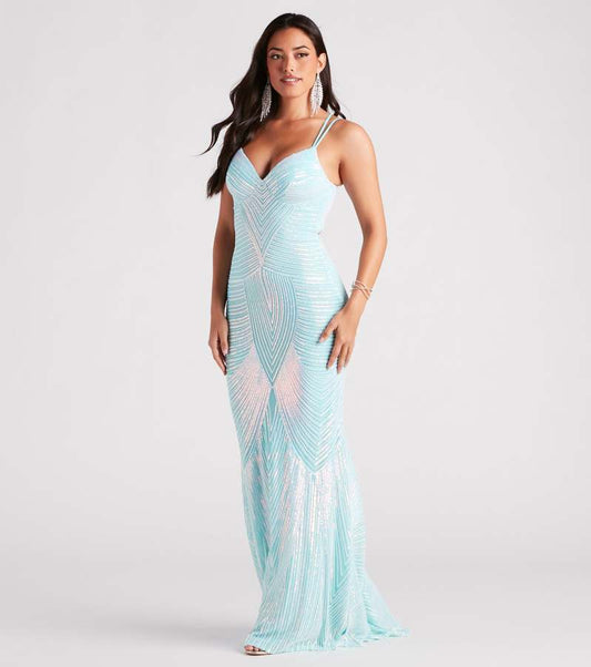 V Neck Sequ Floor-Length Evening Dress Elegant Cocktail Party Party Dress
