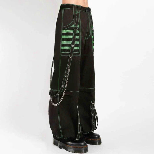 Rebellious Dark Y2K Wide Leg Trouser Green / S