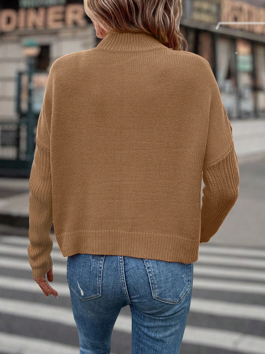 Half High Neck Long Sleeve Sweater