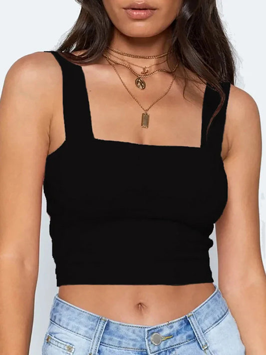 FashionSierra - Square Sleeveless Summer Basic Off Shoulder Sexy Backless Crop Tops