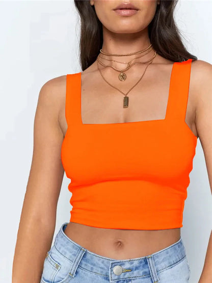 FashionSierra - Square Sleeveless Summer Basic Off Shoulder Sexy Backless Crop Tops