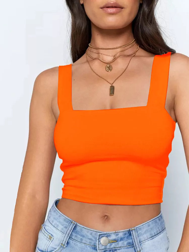 FashionSierra - Square Sleeveless Summer Basic Off Shoulder Sexy Backless Crop Tops