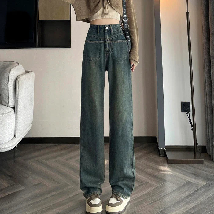 Female Spring High-Waisted Thin Loose Small Narrow 2024 New Jeans