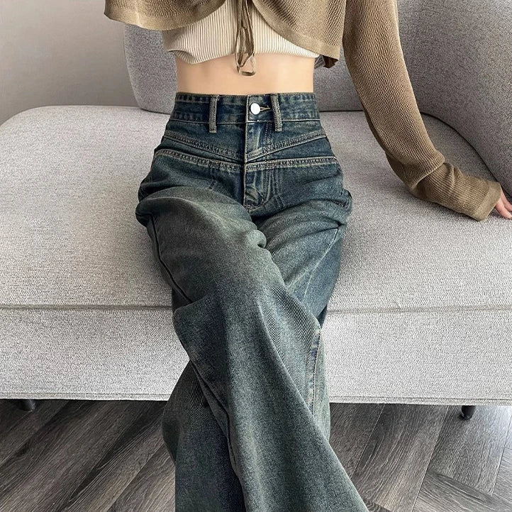 Female Spring High-Waisted Thin Loose Small Narrow 2024 New Jeans