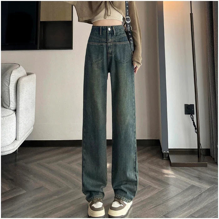 Female Spring High-Waisted Thin Loose Small Narrow 2024 New Jeans