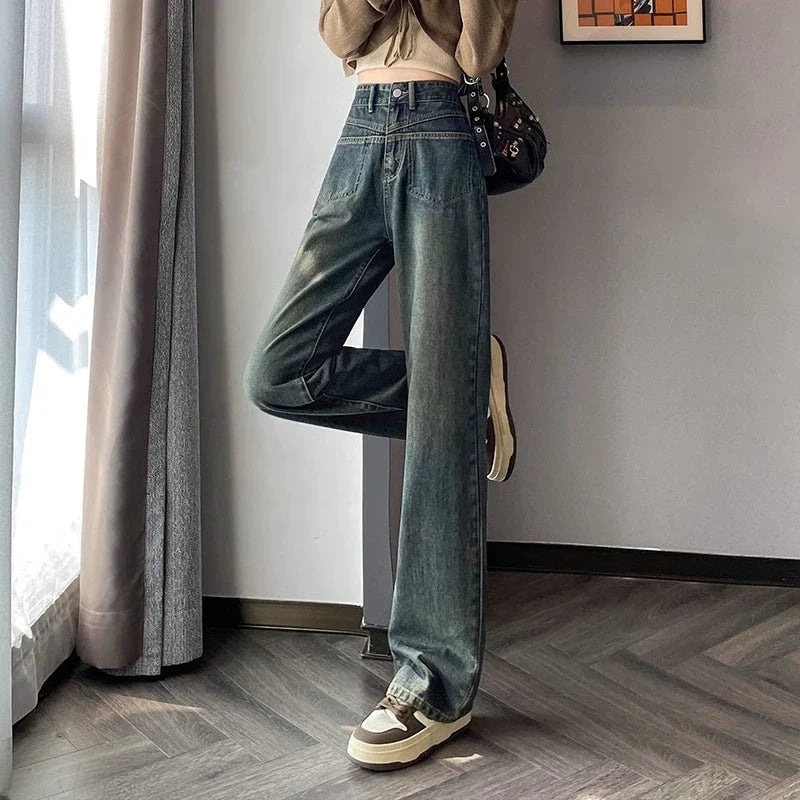 Female Spring High-Waisted Thin Loose Small Narrow 2024 New Jeans