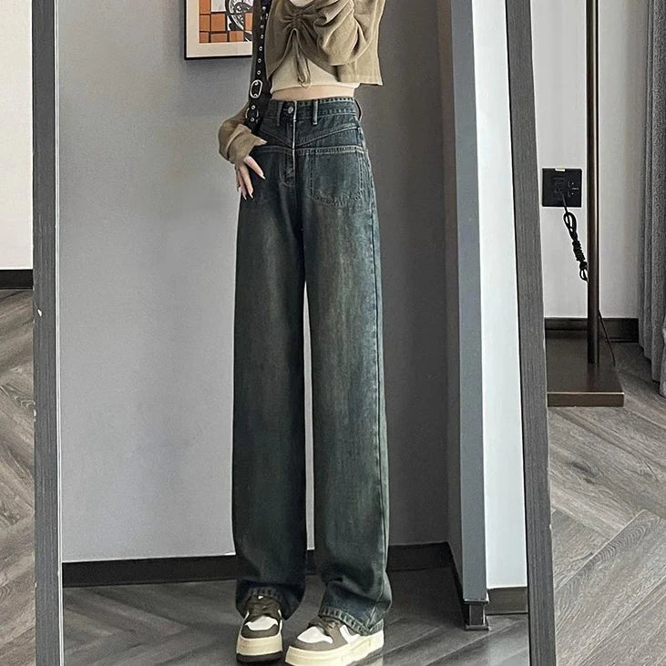 Female Spring High-Waisted Thin Loose Small Narrow 2024 New Jeans