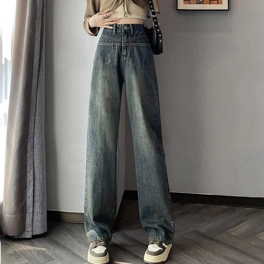 Female Spring High-Waisted Thin Loose Small Narrow 2024 New Jeans