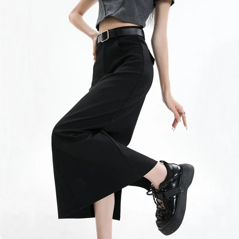 FashionSierra - Womens 2024 New Spring Summer High Waist Straight Ladies Back Slit Mid-length Skirt