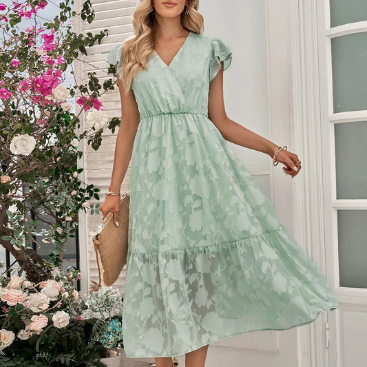 FashionSierra - New Clothing Flower Flying Sleeve A-Line Loose Casual Party Dress