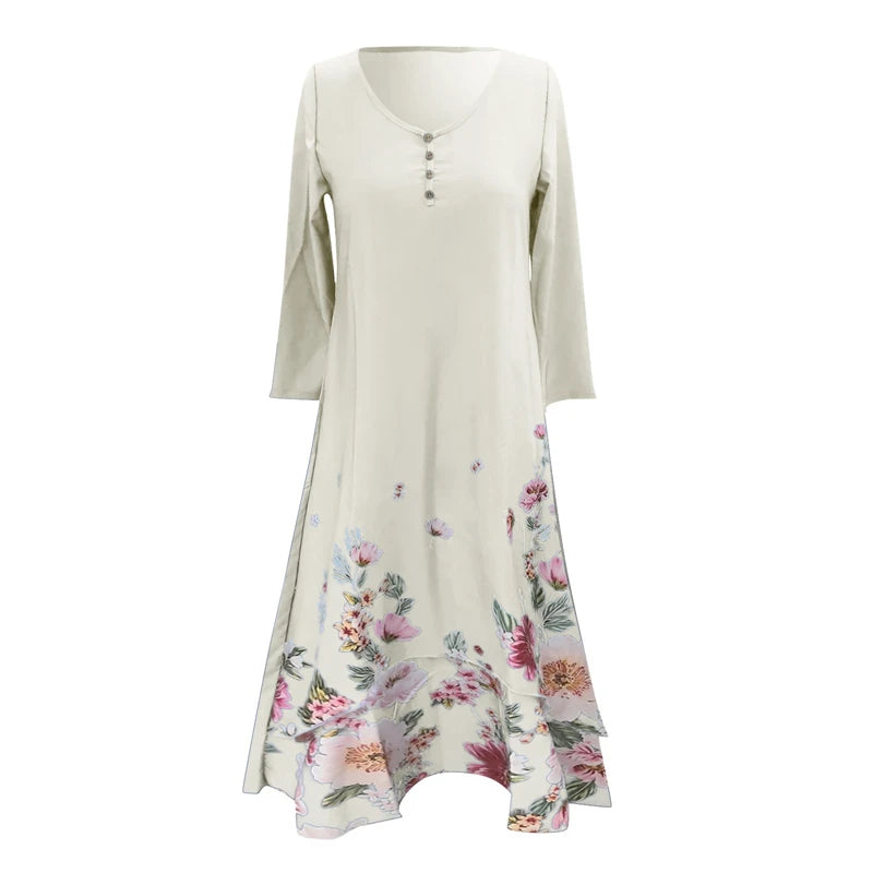 FashionSierra - 2024 Summer Floral Print Long Sleeve Maxi Boho Dress