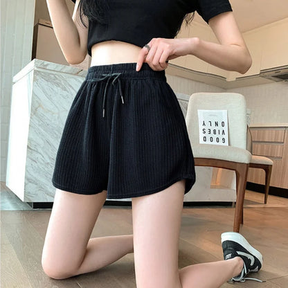 FashionSierra - Solid Drawstring Streetwear Elasticity High Waist Casual Patchwork Fashion Shorts