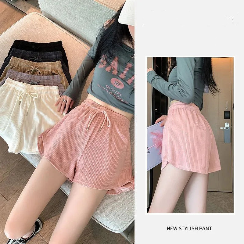 FashionSierra - Solid Drawstring Streetwear Elasticity High Waist Casual Patchwork Fashion Shorts