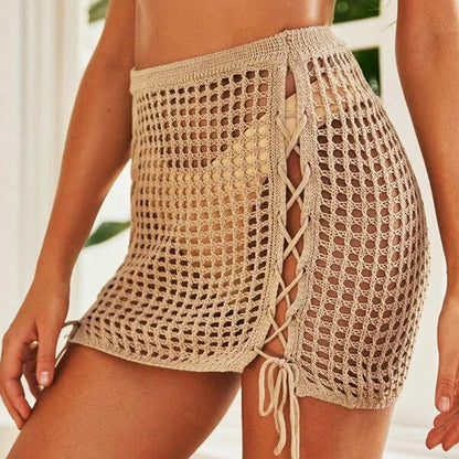 FashionSierra - Beach Overskirt Crochet Cover Ups Tie Up Bust Skirt Women Cover-Up Bikini Sets