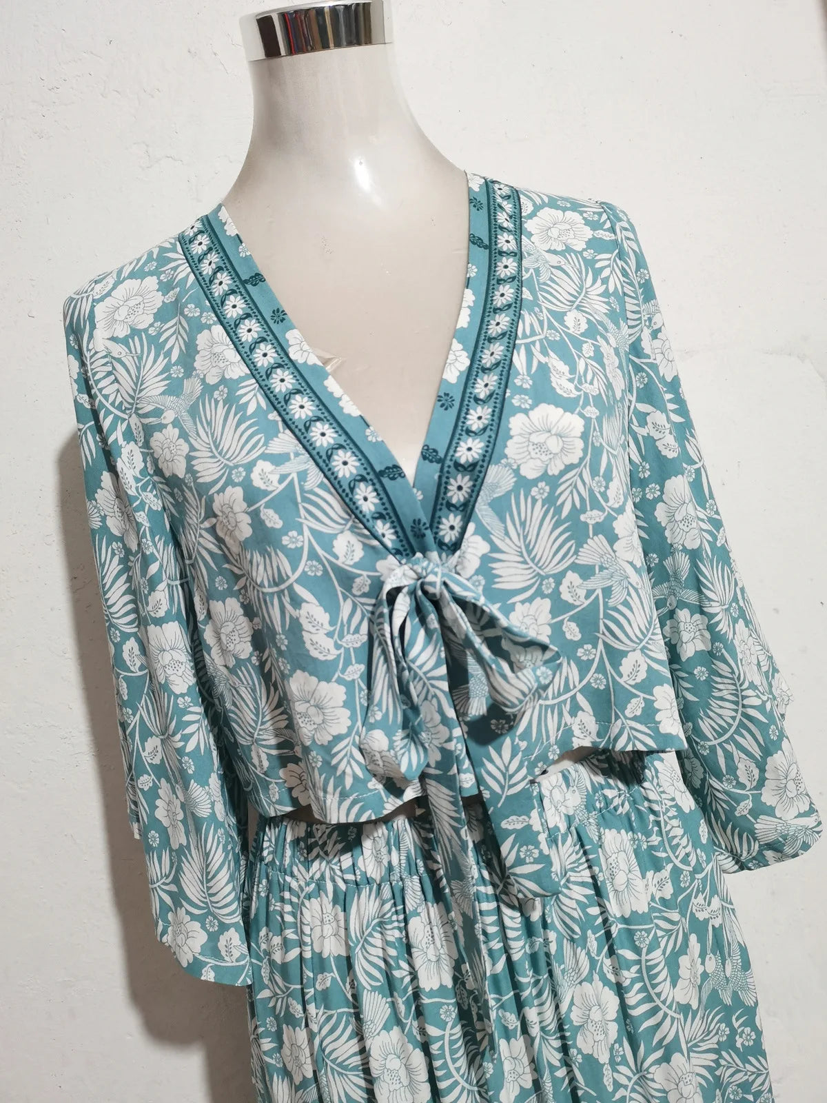 FashionSierra-Beach  2 Piece  Cotton Rayon  Floral Print  Skirts Suit  Maxi  Vintage  Crop Top  Summer  Blouses  Skirt Sets Boho Dress