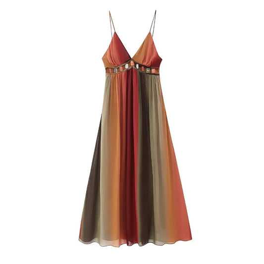 FashionSierra-Beach Wear  Sexy  Sleeveless  Backless  Strap  Women  Vintage Maxi  Summer  Waist Hollowed Out  Party  Vestidos Boho Dress