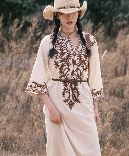 FashionSierra - 2024 Loose Summer Tunic Holiday Cotton Linen Boho Dress
