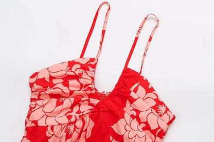 FashionSierra-Sexy  Off Shoulder  Backless  Strap  Vintage  Ethnic  Chiffon  Floral Print  Beach Wear Boho Dress
