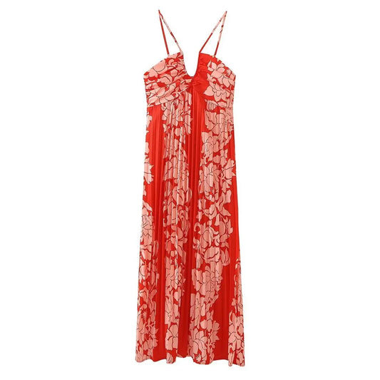 FashionSierra-Sexy  Off Shoulder  Backless  Strap  Vintage  Ethnic  Chiffon  Floral Print  Beach Wear Boho Dress