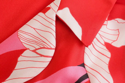 FashionSierra-Women  Red Floral Print  Vintage  Turn-down Collar  Sexy  Slits  A-line  Holiday  Summer  Beach Maxi  Vestidos Boho Dress