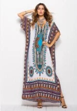 FashionSierra-Maxi Kaftan  Rayon  Ethnic Floral Print  Beach  Sun  Side Slit  Summer  Loose  Women  Vestido Boho Dress