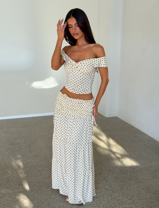 DENALI MAXI SKIRT - CREAM DOT