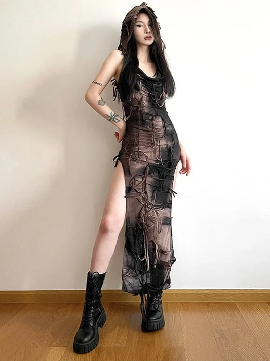 French Gothic Punk Black Party Dress Y2K Sexy Sweet Girls Luxury Slim Fit Summer Chest Wrap Mini Dress main image 1