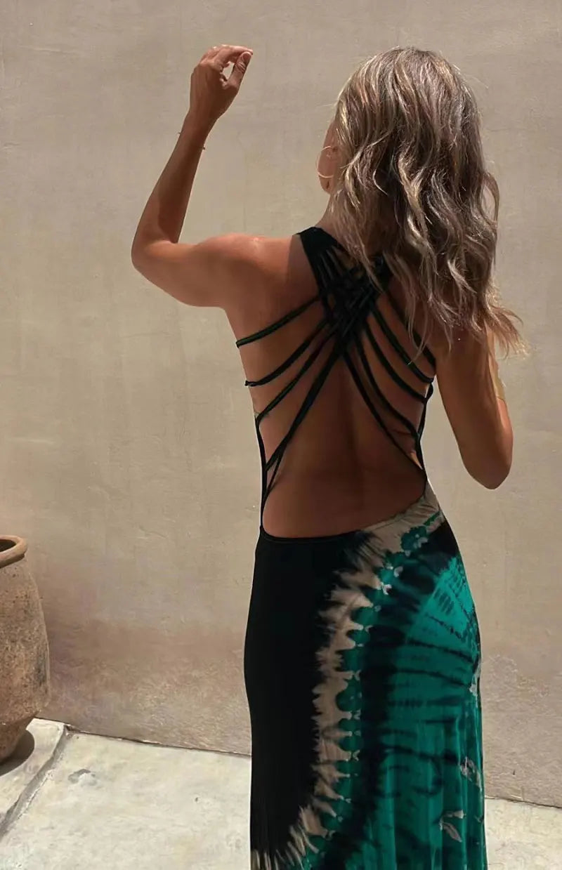 FashionSierra - 2024 Stretch Lace-Up Sexy Casual Beach Female Boho Dress