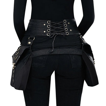 Punk Rivet Skull Retro Rock Gothic Hip Hop Rivet Leg Thigh Waist Bag