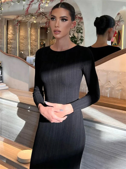 FashionSierra - Sleeve Slim Knit Women High Waist Fashion Elegant Party Skinny Summer Casual Dress