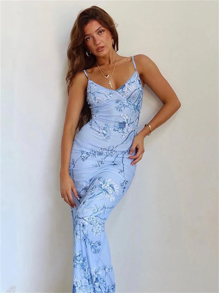 FashionSierra - Halter Female Backless Summer V-Neck Maxi Elegant Fashion Sleeveless Party Casual Dress