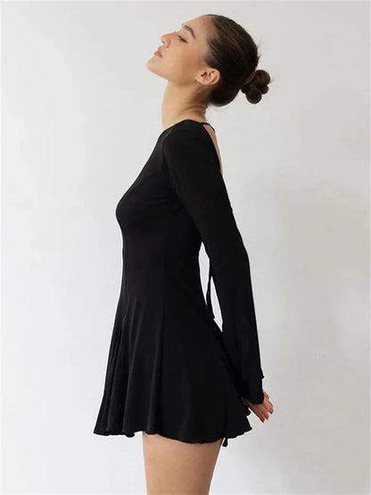 FashionSierra - Round Neck Slim Vacation Knitted New 2024 Casual Dress