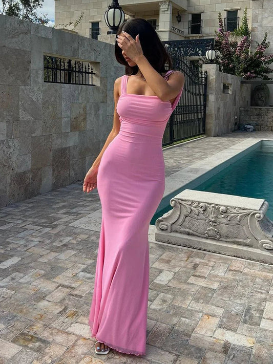 Long Backless Nightclub Sexy Slim Bandage Summer Maxi Dress