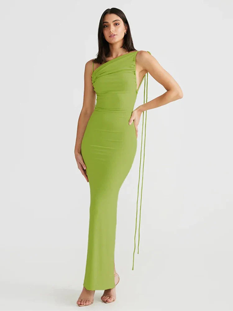 Long Halter Backless Nightclub Slim Bodycon Sexy Spring Summer Maxi Dress