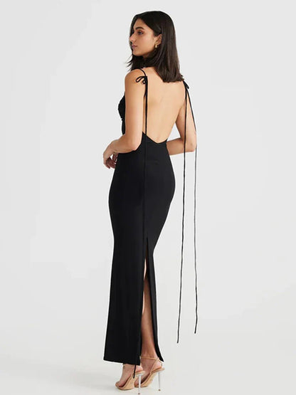 Long Halter Backless Nightclub Slim Bodycon Sexy Spring Summer Maxi Dress