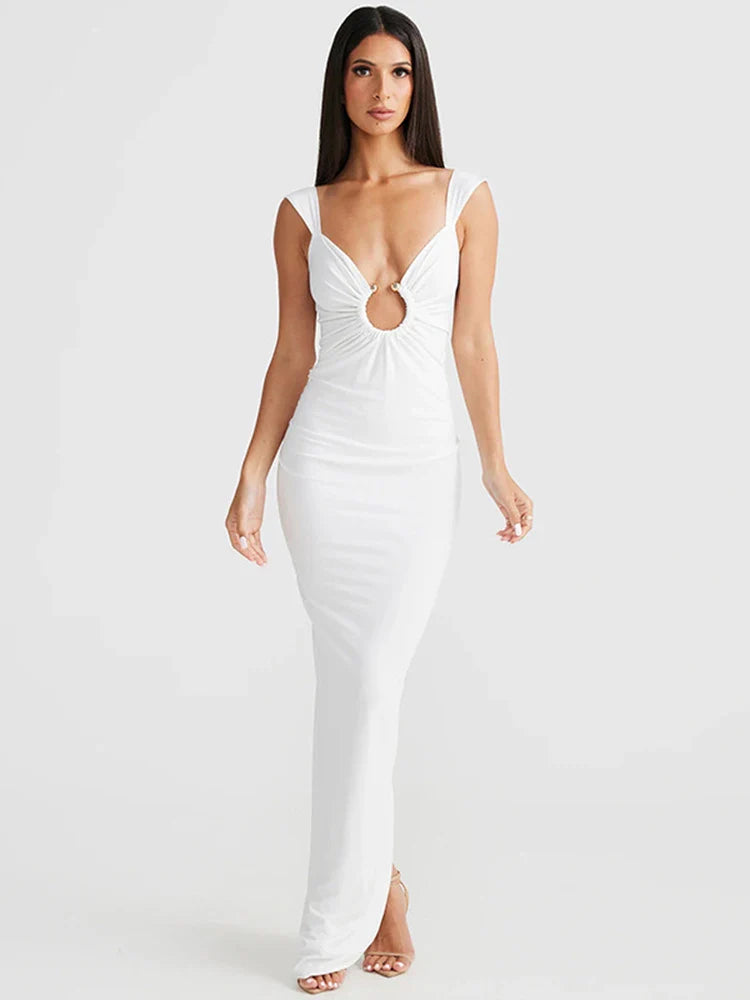 Long Spaghetti Strap Backless Slim Bodycon Sexy Spring Summer Maxi Dress