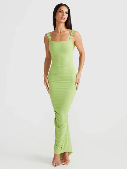 Long Mermaid Spaghetti Strap Backless Sexy Slim Bodycon Spring Summer Maxi Dress