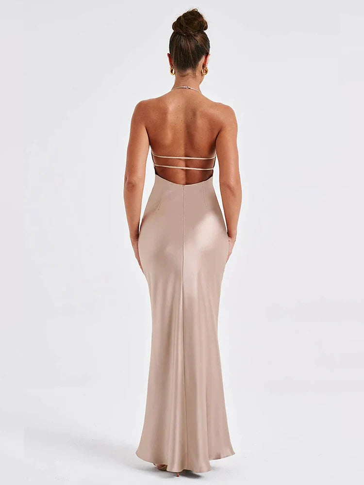 Long Slim Bodycon Spaghetti Strap Backless Sexy Spring Summer Maxi Dress