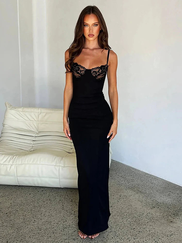 Long Slim Bodycon Spaghetti Strap Spring Summer Backless Sexy Party Maxi Dress