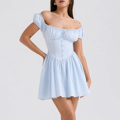 Square Collar Strapless Nightclub Sexy Party Spring Summer Mini Dress