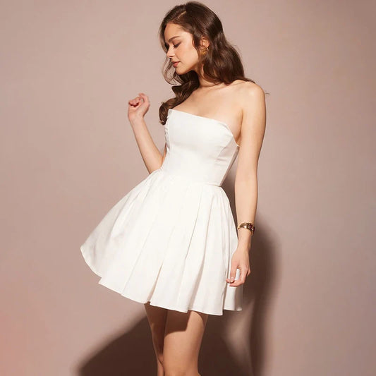 Bow Bandage A-line Spaghetti Strap Summer Backless Nightclub Party Mini Dress