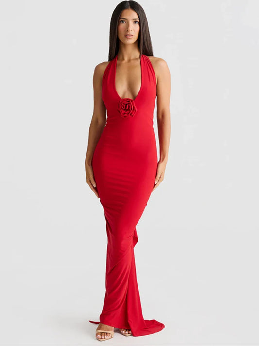 Mermaid Bodycon Elegant Long Halter Backless Nightclub Sexy Summer Maxi Dress