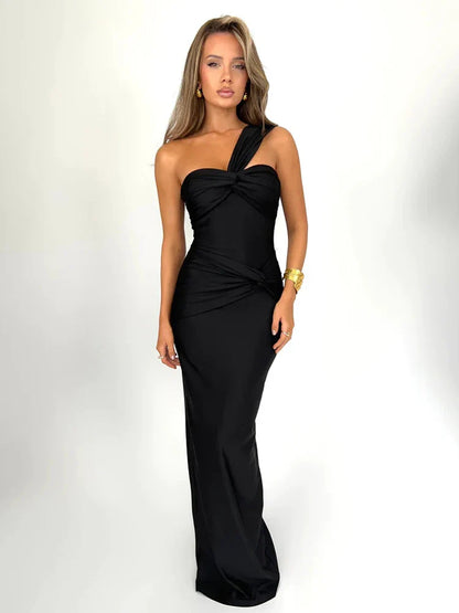 One Shoulder Bodycon Strapless Long Backless Sexy Spring Summer Maxi Dress