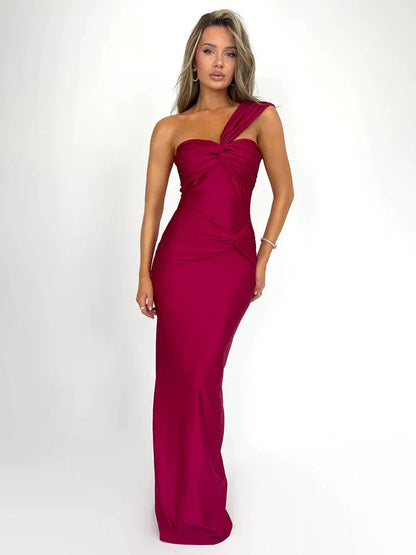 One Shoulder Bodycon Strapless Long Backless Sexy Spring Summer Maxi Dress