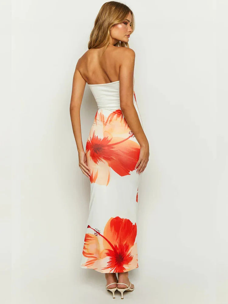 Print Bodycon Elegant Long Backless Nightclub Sexy Spring Summer Maxi Dress