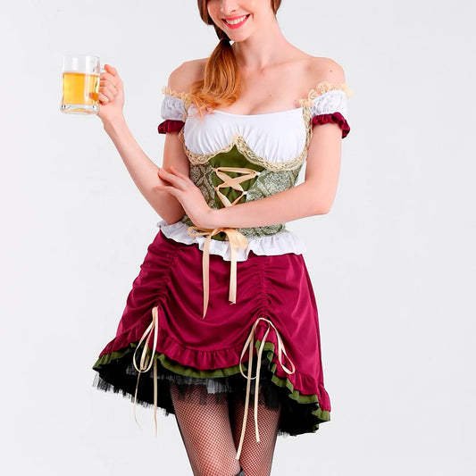 FashionSierra - Traditional Oktoberfest Dirndl German Austrian Peasant Beer Wench Maid Costume Bavarian Halloween Dress