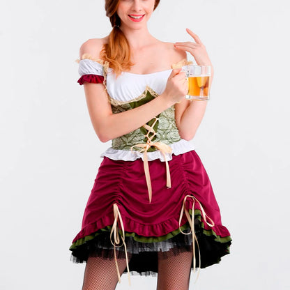 FashionSierra - Traditional Oktoberfest Dirndl German Austrian Peasant Beer Wench Maid Costume Bavarian Halloween Dress