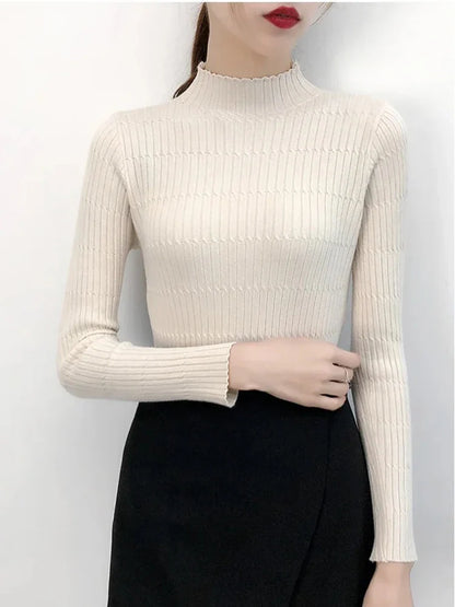 FashionSierra - Knitted Female Stripe Solid Fashion Korean Pullovers Ladies Top Sweater